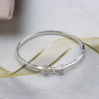  Lắc Tay Nữ Bạc Hiểu Minh LTU535 Dạng Kiềng Nơ Xinh Bảo Hành Vĩnh Viễn 