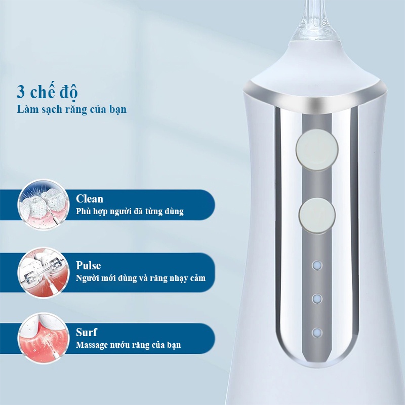 Máy tăm nước Alpha Dental cầm tay cao cấp 350ML chăm sóc vệ sinh răng miệng AH20