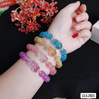 Vòng đá phong thủy Hồ Ly-Tỳ Hưu bọc bạc