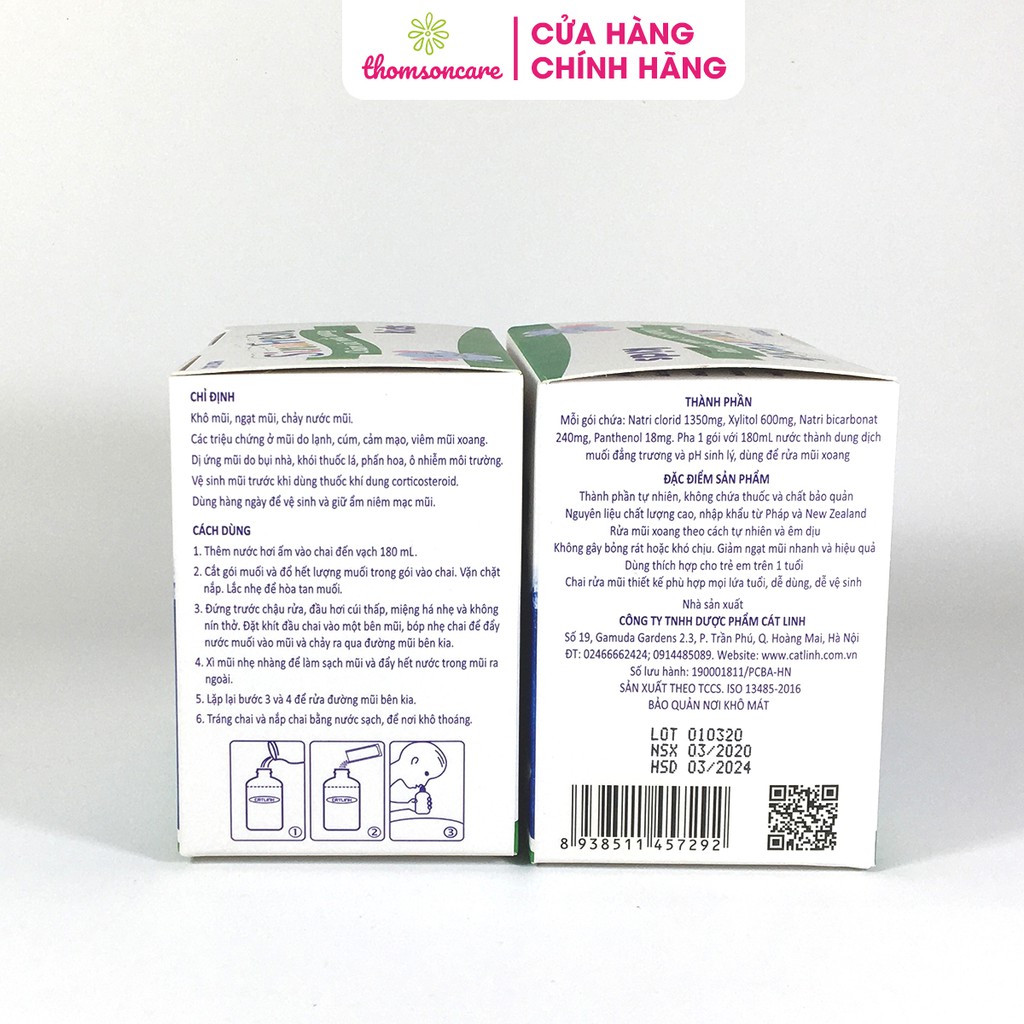 Muối rửa mũi cho bé từ 1 tuổi Sinufresh Kids của Dược Cát Linh - mẫu mới cho trẻ