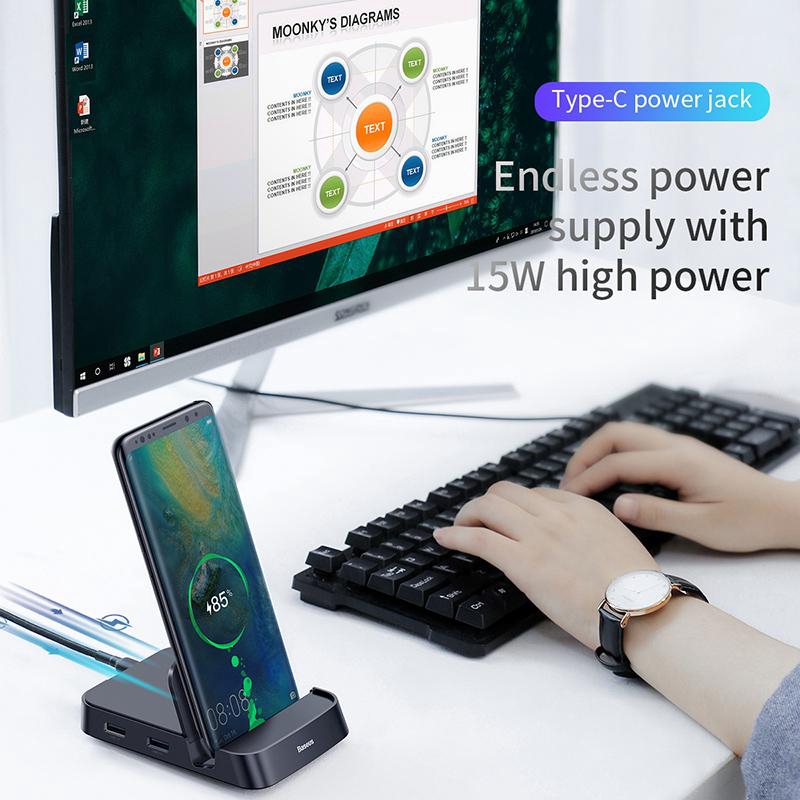 Baseus Đế Sạc Usb Type C Cho Samsung S10 S9 Dex Pad Usb-C Sang Hdmi Huawei P30 P20 Pro