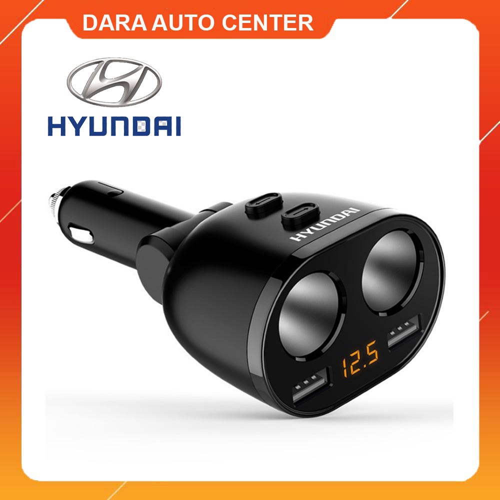 Bộ chia tẩu sạc ô tô nhãn hiệu Hyundai HY-16, 2 cổng usb