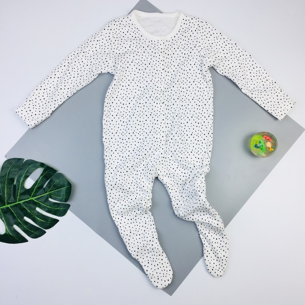 Sleepsuit liền tất Tex, Disney, George - Trắng chấm bi đen