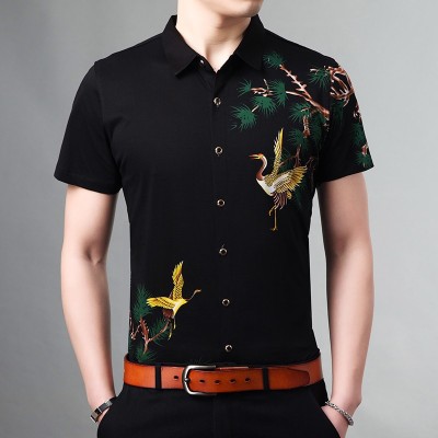 Áo sơ mi nam họa tiết 3d vải trượt chống nhăn, không nhăn form slim fit ư