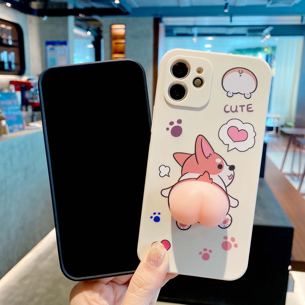 Cute 3D Cartoon Soft Dog Corgi Silicone Butt Phone Case For iPhone 11 12 Pro Max 7 8 Plus SE2020 X XR XS Mini Cover Funda Coque