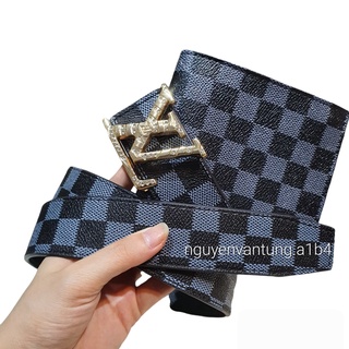 Combo Thắt lưng nam LV, Ví LV nam kẻ caro, dây lưng lv đính đá, dây lưng nam cao cấp, mặt nguyên khối