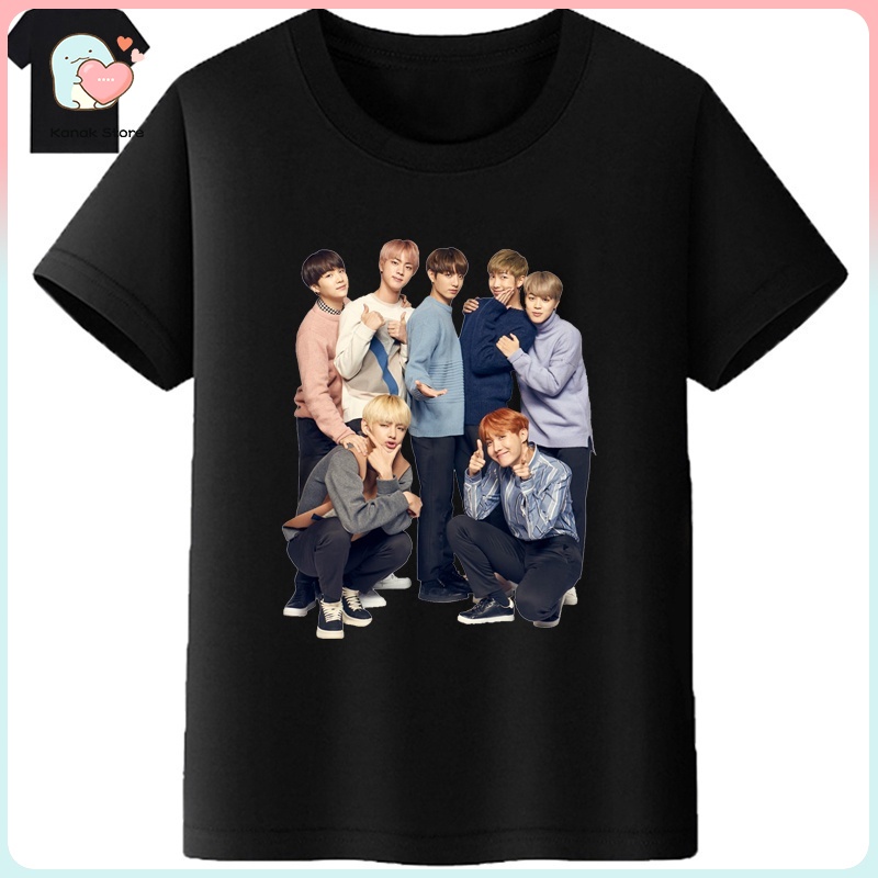 Áo thun tay ngắn in hình BTS cho bé