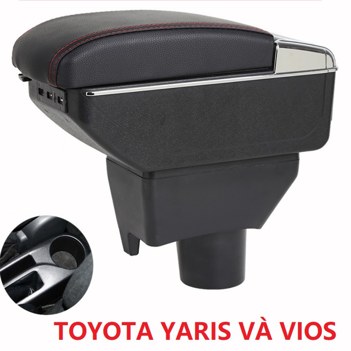 Hộp tỳ tay ô tô cao cấp Toyota Yaris và Vios tích hợp 7 cổng USB 2014- 2020: Mầu Đen và Be