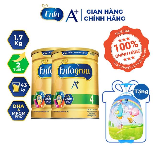 [Mã FMCGMALL giảm 8% đơn 250K] [Tặng Vali Kéo Cho Bé] Combo 2 Lon Sữa Bột Enfagrow A+ 4 1.7kg/lon (2 Tuổi +)