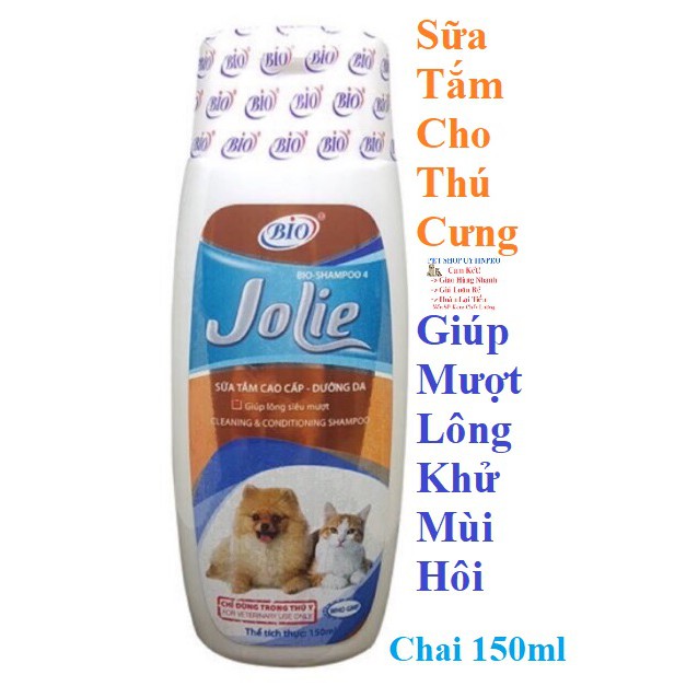 SỮA TẮM CHO THÚ CƯNG CHÓ MÈO Bio Jolie Giúp Dưỡng Da và Chống Rụng Lông Khử Mùi Hôi Chai 150ml Xuất xứ Việt Nam