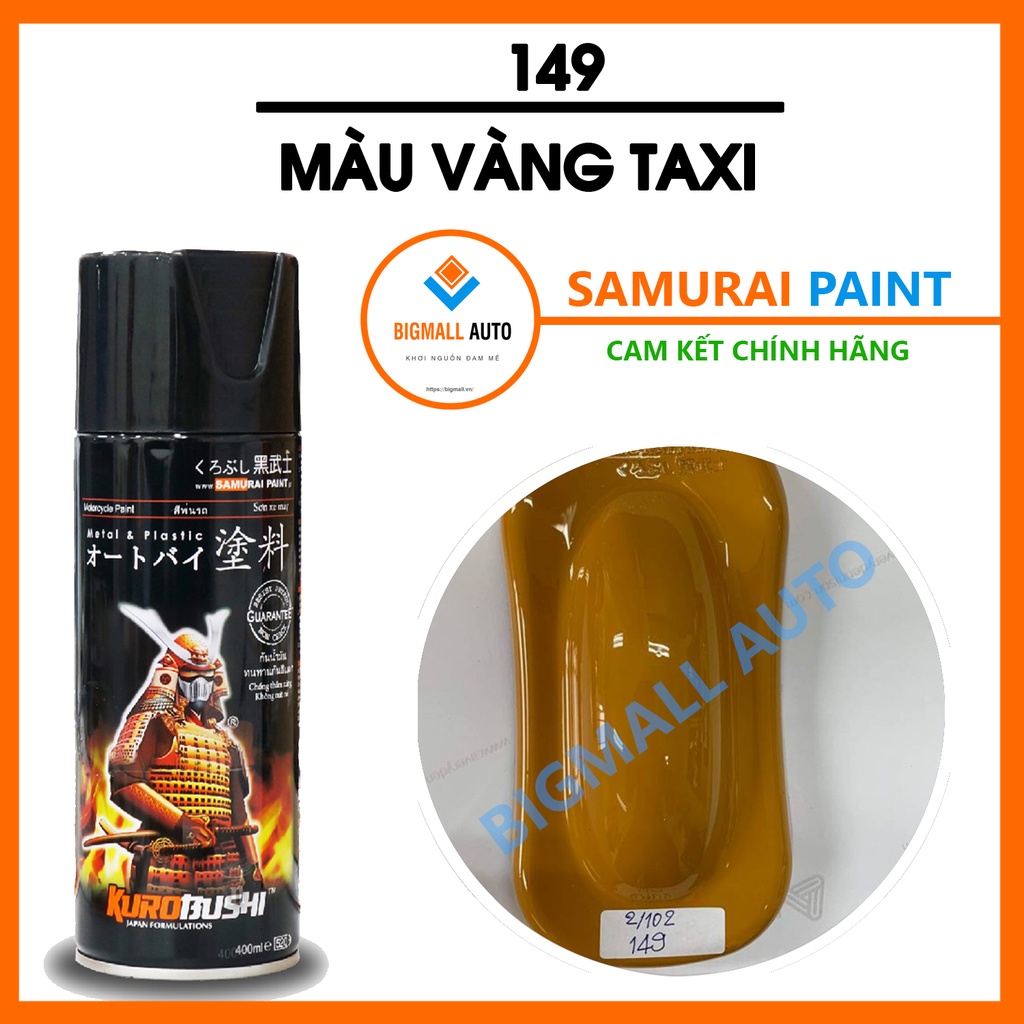 Sơn Samurai màu vàng Taxi 149 - chai sơn xịt chuyên dụng cho sơn xe máy