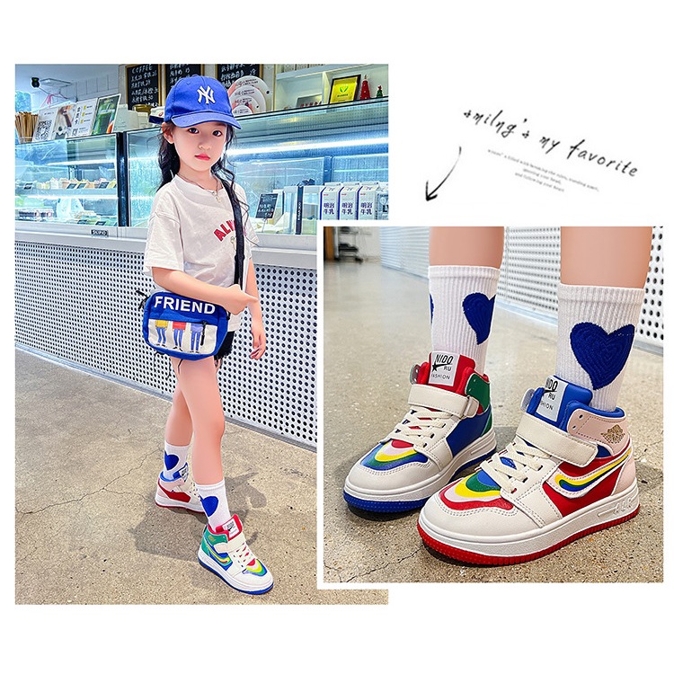 Giày thể thao trẻ em cao cổ sắc mầu Quảng Châu size 26 đến 37