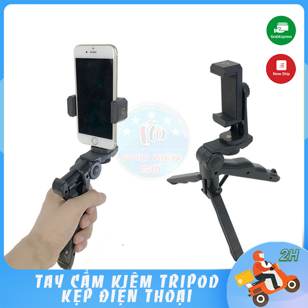 GIÁ SỈ   Tay cầm kiêm gậy selfie tripod 2 trong 1 cho điện thoại +kẹp 360 / camera GoPro Hero 7 6 5 DJI OSMO