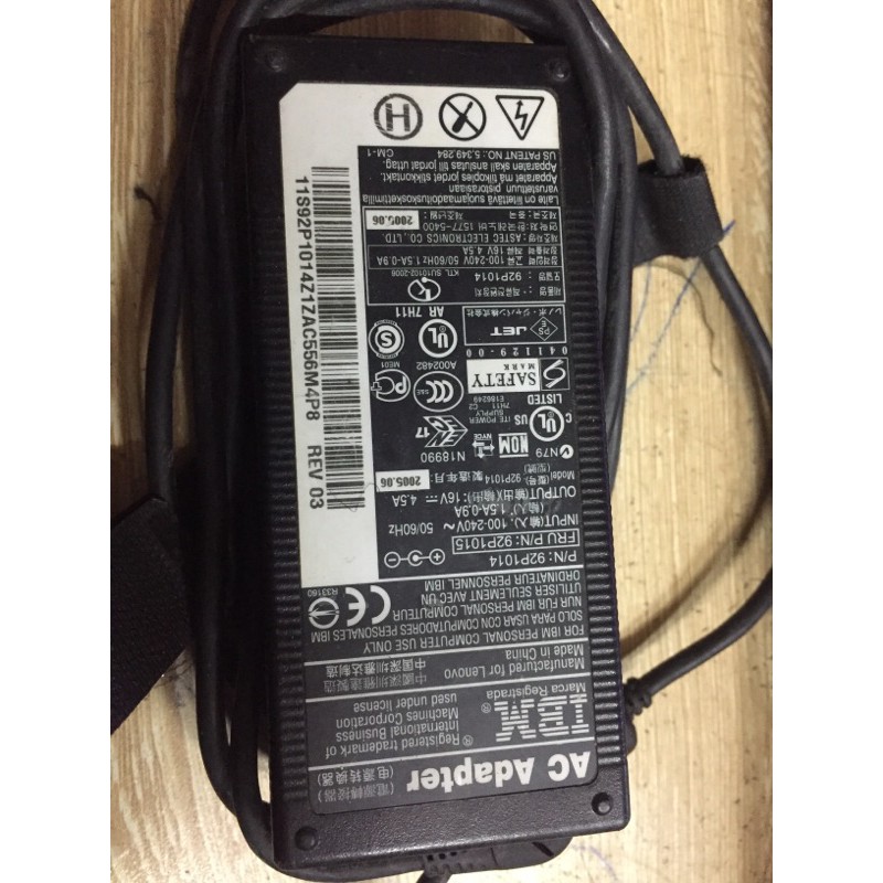 Sạc laptop lenovo 16v 4.5a T40 T41 T42 T43