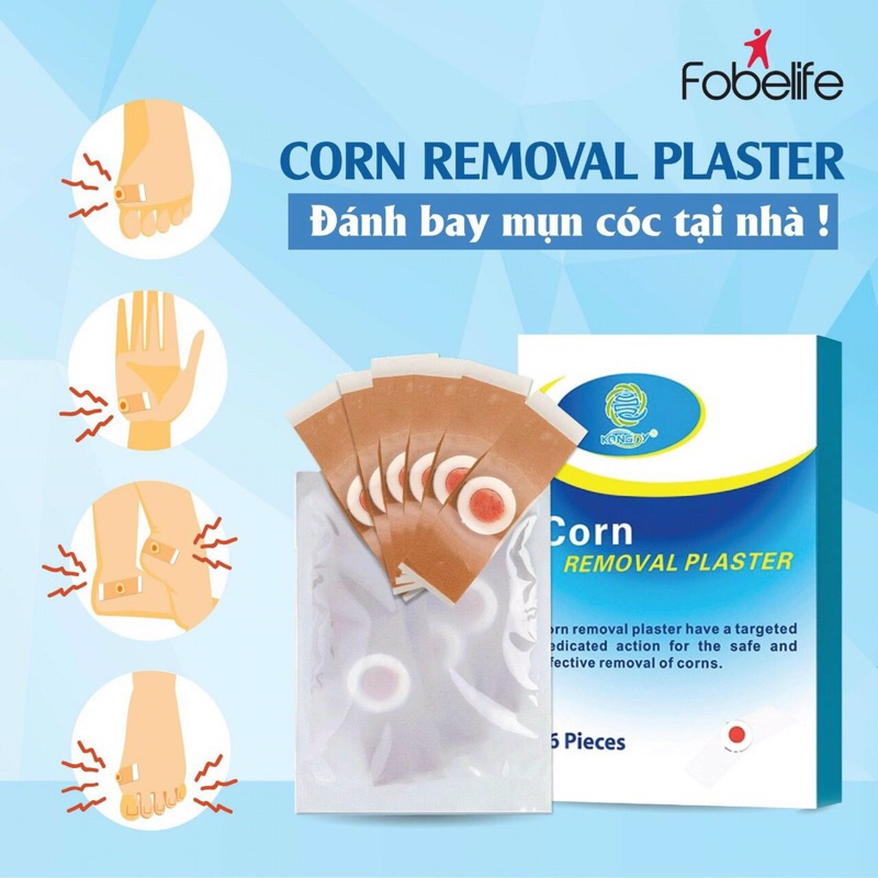 Miếng dán loại mụn cóc CornRemoval Plaster - Hộp 6 miếng (fobefile fobe file)