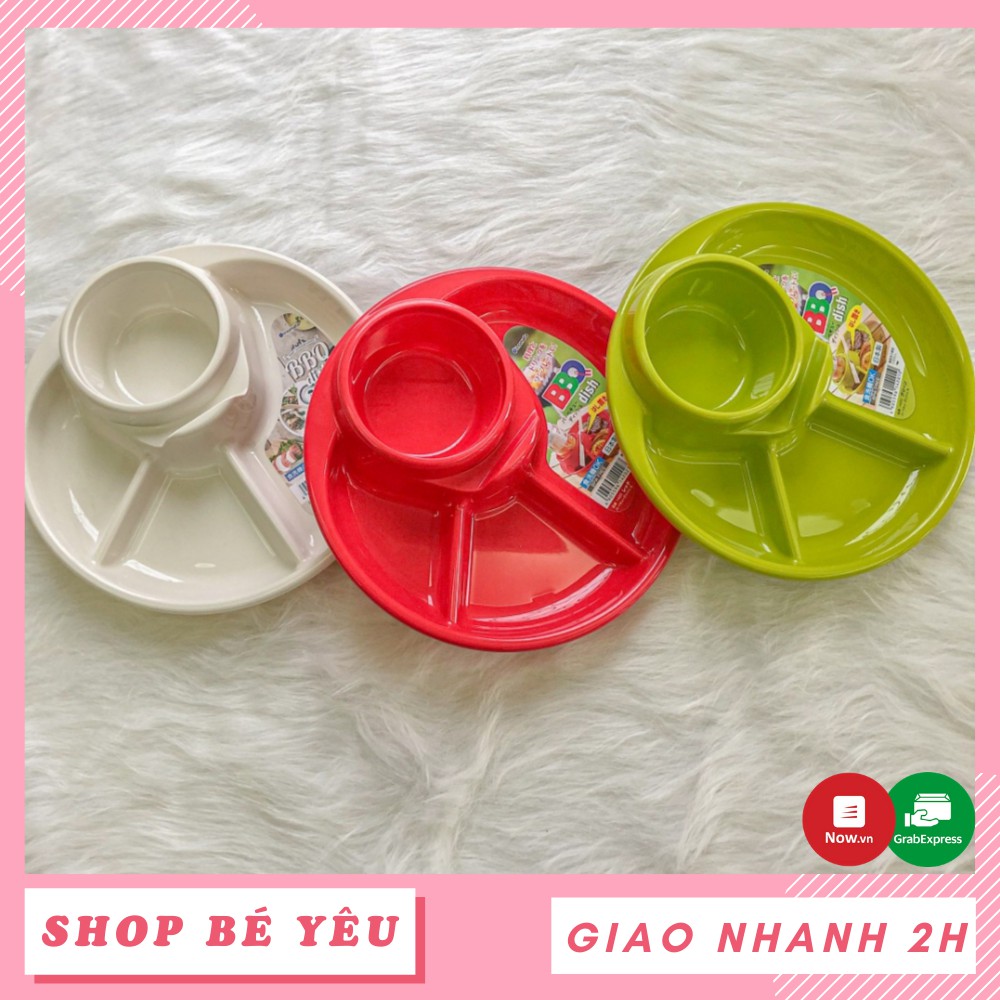 Đồ dùng ăn dặm cho bé  𝑭𝒓𝒆𝒆𝒔𝒉𝒊𝒑  Khay ăn 3 ngăn cho bé có kèm khay để cốc, thìa dĩa INOMATA