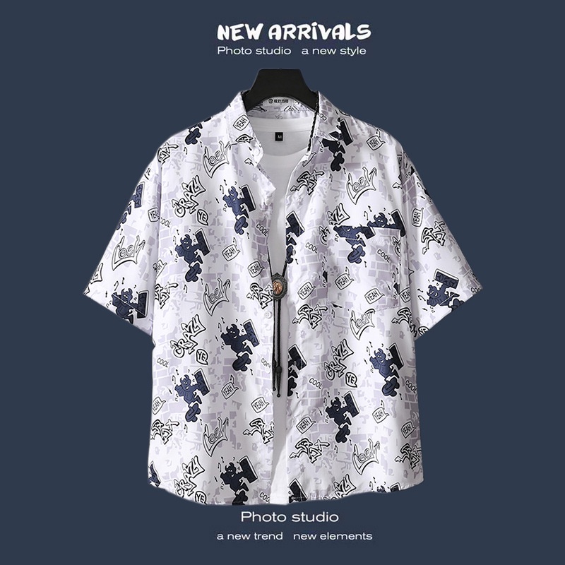 Áo Sơ Mi Đi Biển Tay Ngắn Họa Tiết Hoa Dáng Rộng Thời Trang Mùa Hè Cho Nam Giới