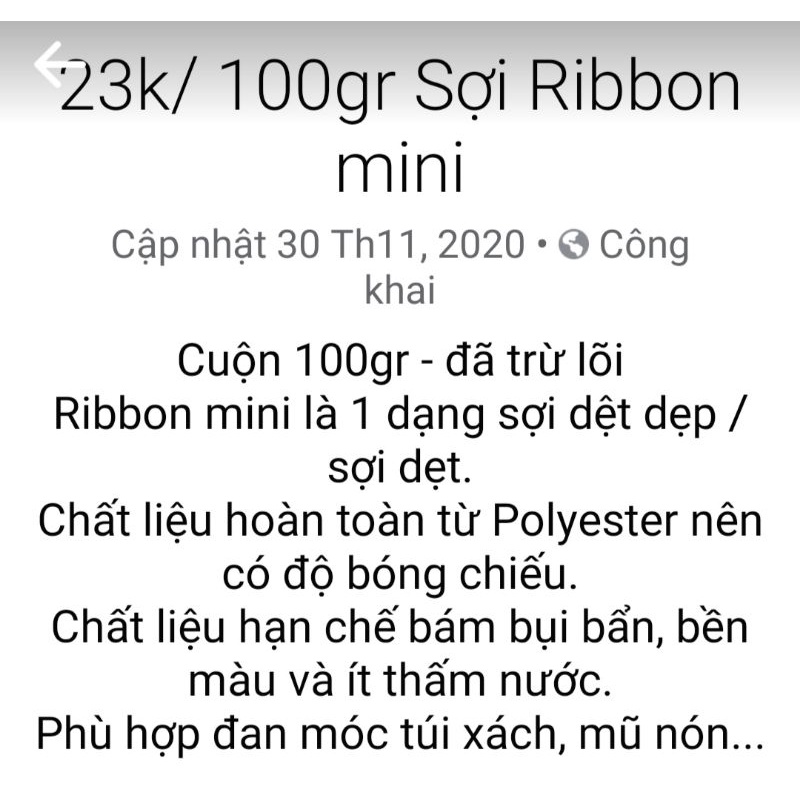 Sợi Ribbon Dẹp Bóng Đan Móc Túi Xách, Nón, Balo