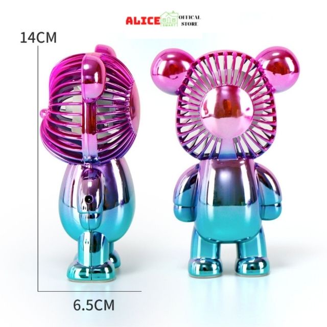 Quạt mini cầm tay hình gấu đáng yêu sạc Usb để bàn, làm quà tặng trang trí dễ thương - Alice store