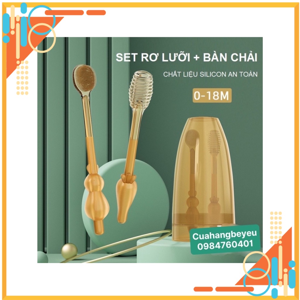Sét rơ lưỡi bàn chải silicon cho bé từ 0-18 tháng siêu mềm