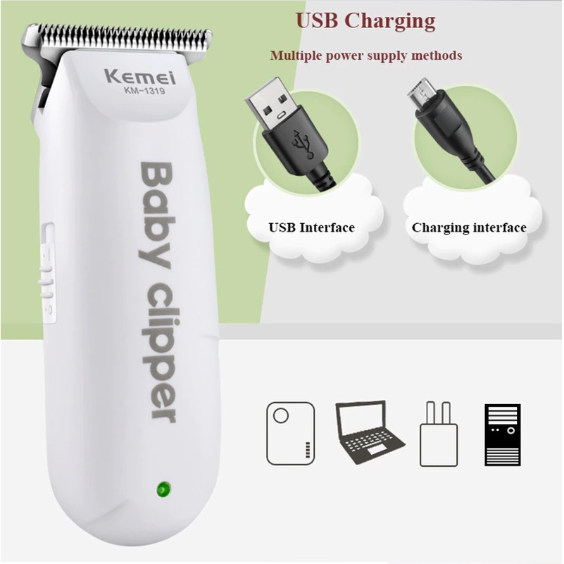 Tông Đơ Cắt Tóc Cho Trẻ Nhỏ Baby Clipper, Chính Hãng Kemei KM-1319 - Chuyên Nghiệp Mềm Mại An Toàn Cho Bé