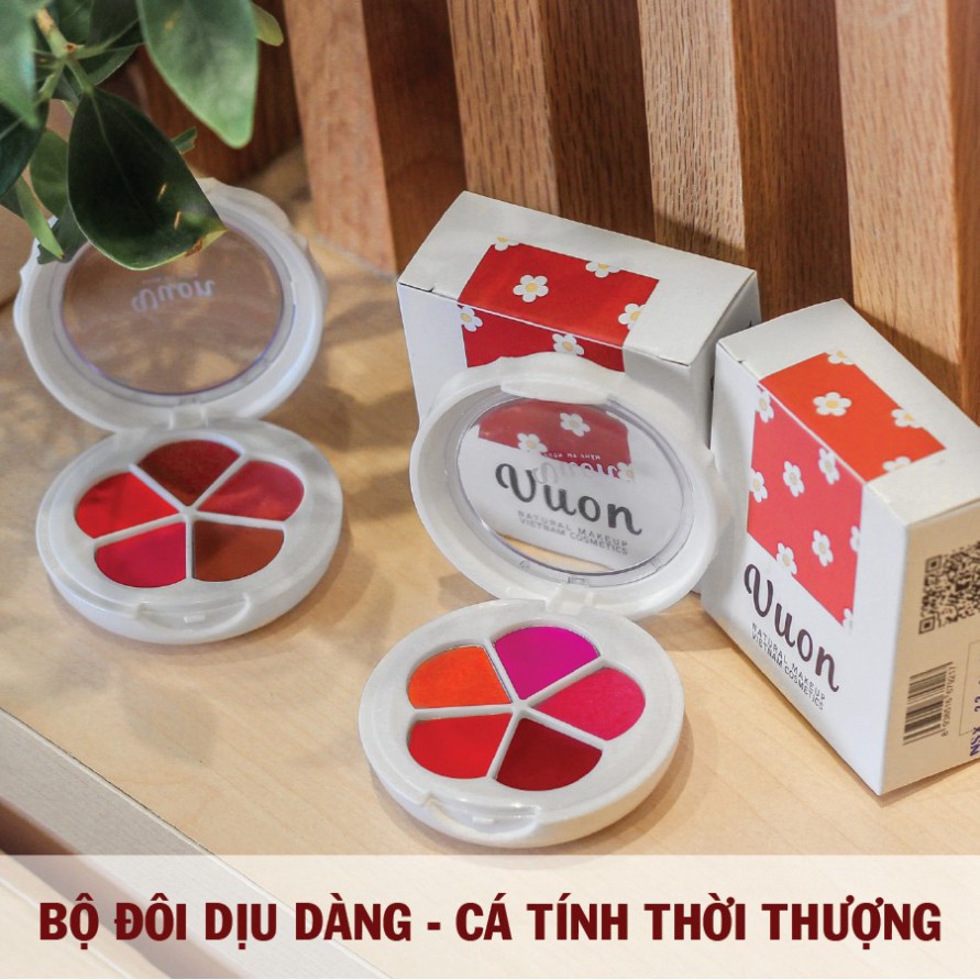 Bảng son 5 màu " Dịu dàng - Cá tính" - 100% thiên nhiên, không chì - không chất bảo quản, an toàn, lành tính