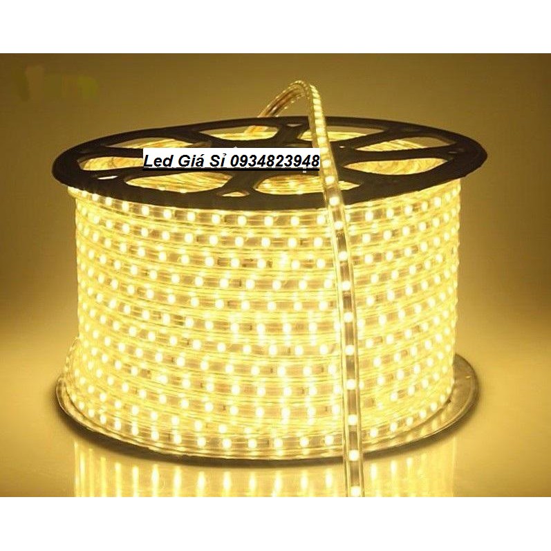 Cuộn đèn led dây 5050/220V dài 100m 1 màu (ánh sáng vàng) và 1 đầu nối dây nguồn.Décor trang trí phòng ngủ, ngoài trời