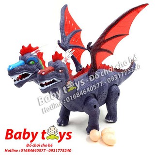 Khủng long đẻ trứng - Khủng long 2 đầu đẻ trứng Dinosaur GP2123: Có đèn, nhạc