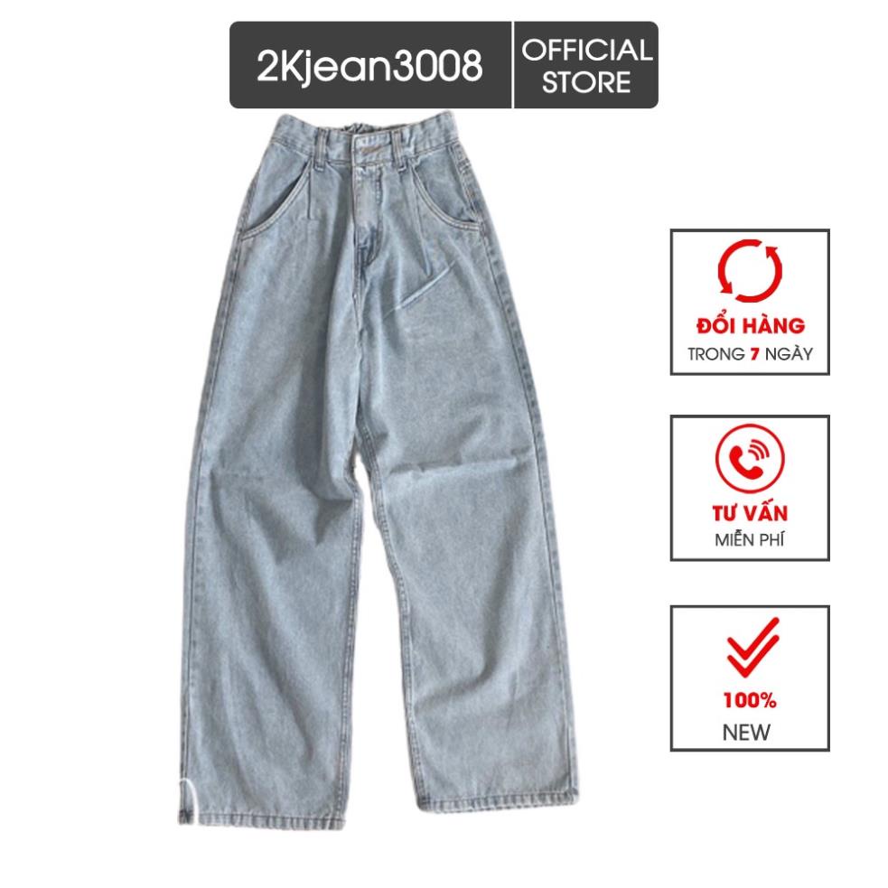 Quần baggy jean nữ ống rộng lưng thun có dây kéo size đại hàng VNXK thời trang bigsize 2KJean 🥇