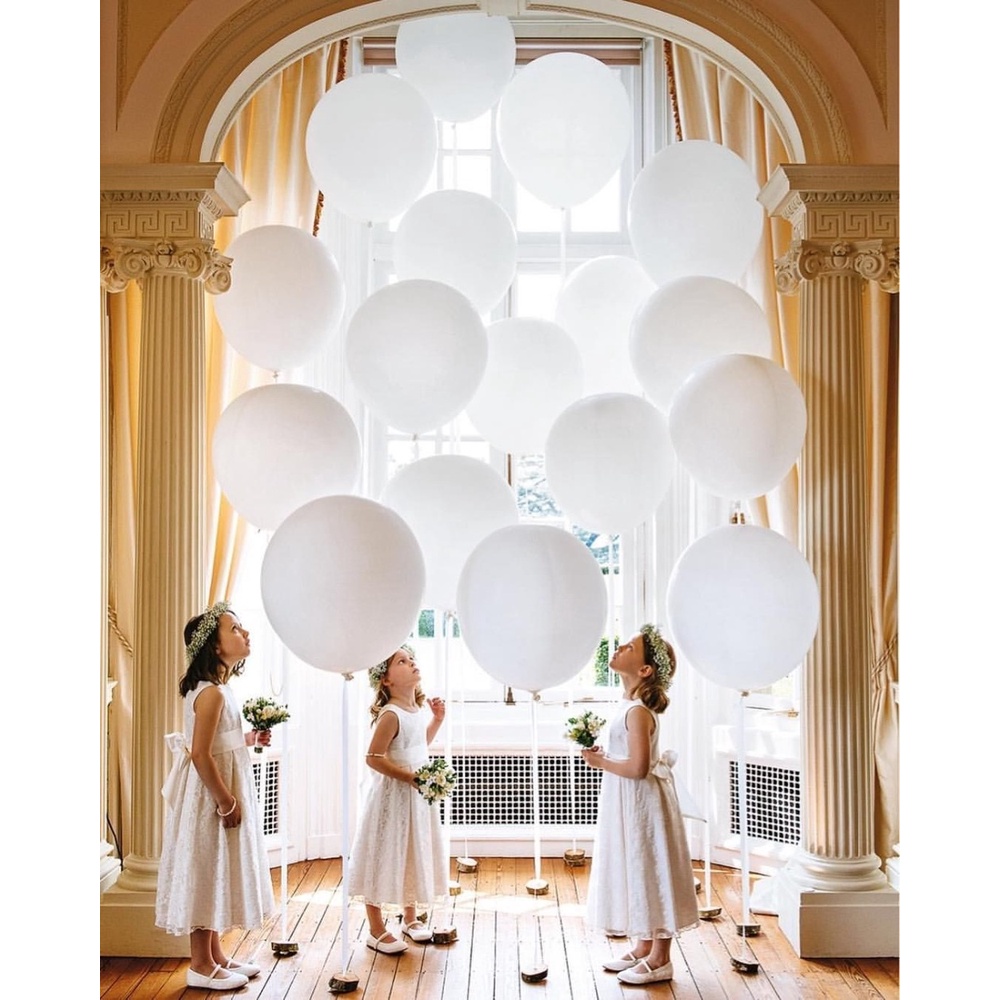 Bong Bóng Kích Thước 10/12/18 Inch Màu Trắng Dùng Để Trang Trí Tiệc Cưới