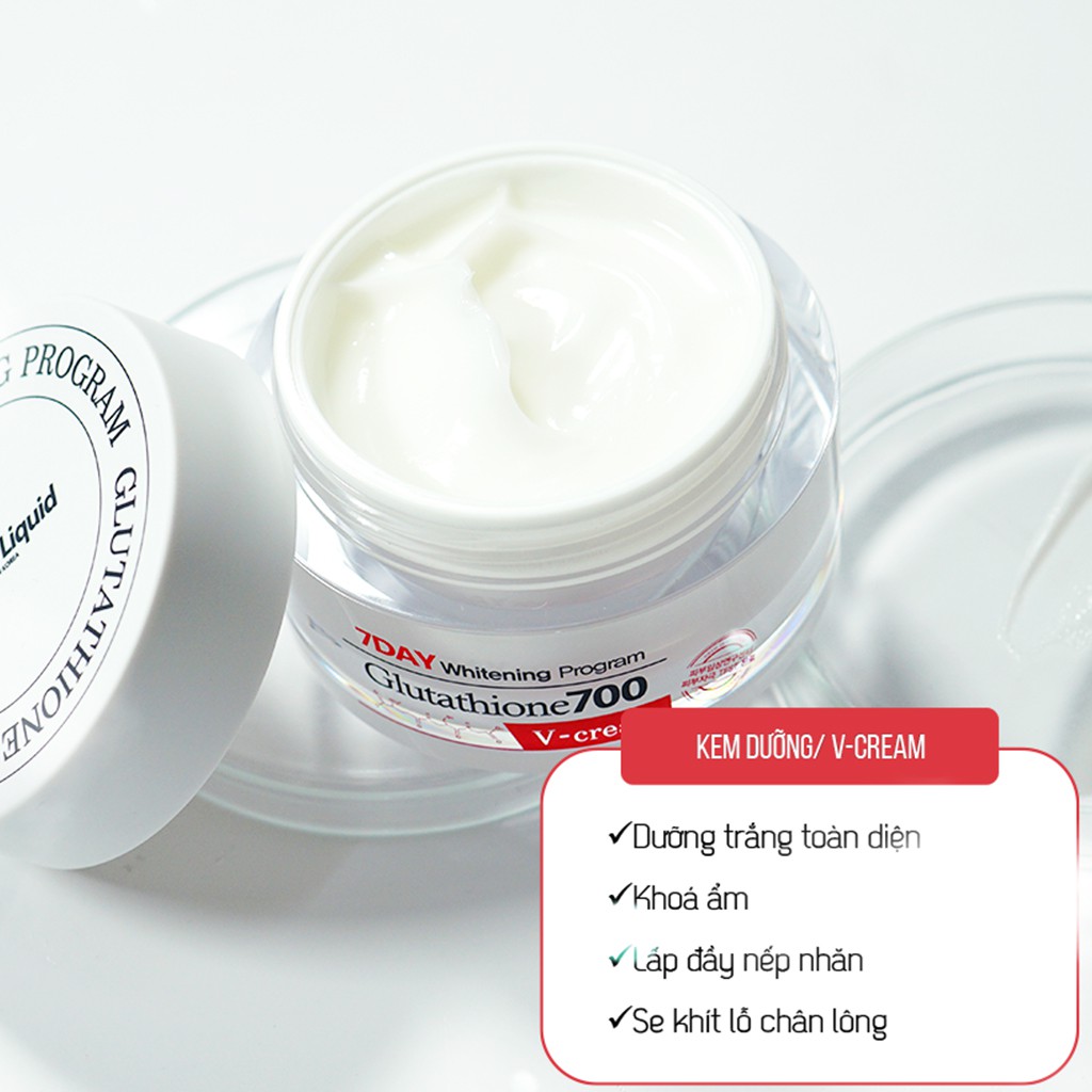 Kem Dưỡng Trắng Da Angel’s Liquid 7 Day Glutathione 700 V-Cream 50ml