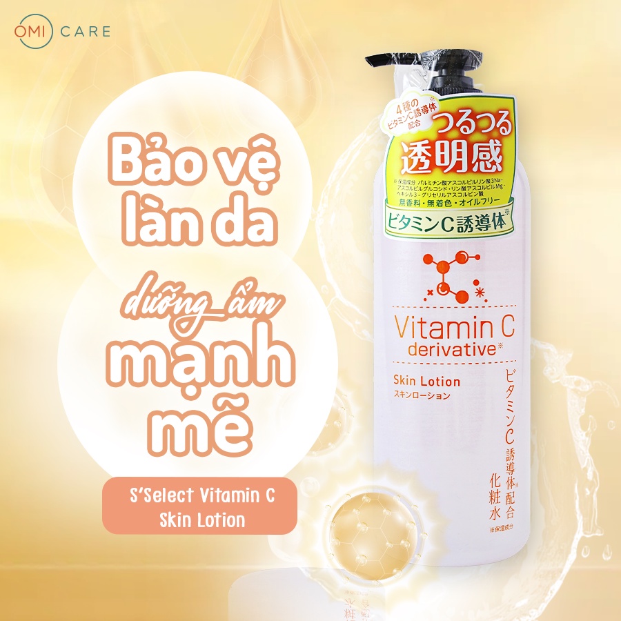 Nước Dưỡng Da Lotion Chiết Xuất Vitamin C S Select Cấp Ẩm Dưỡng Da Trắng Hồng Nhật Bản 500ml