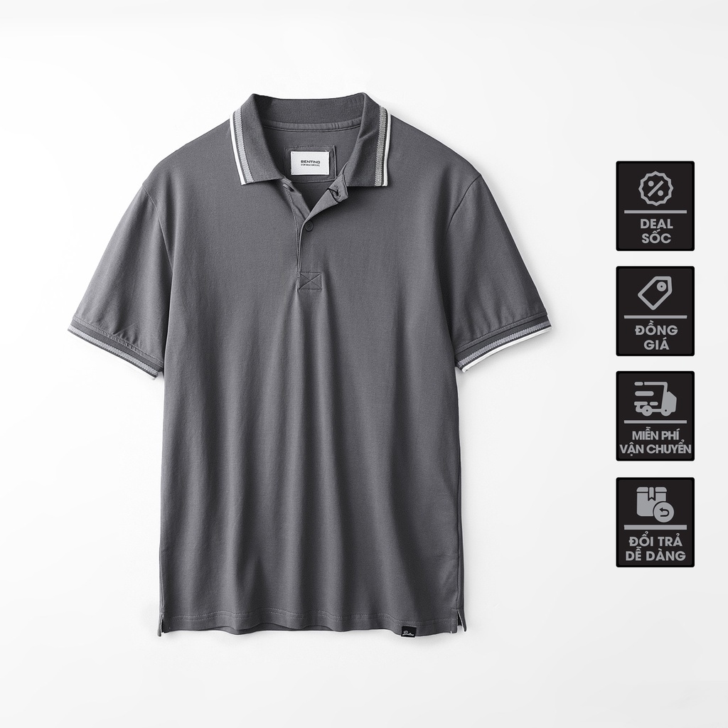 Áo polo nam phối viền vải cotton gai - BENTINO