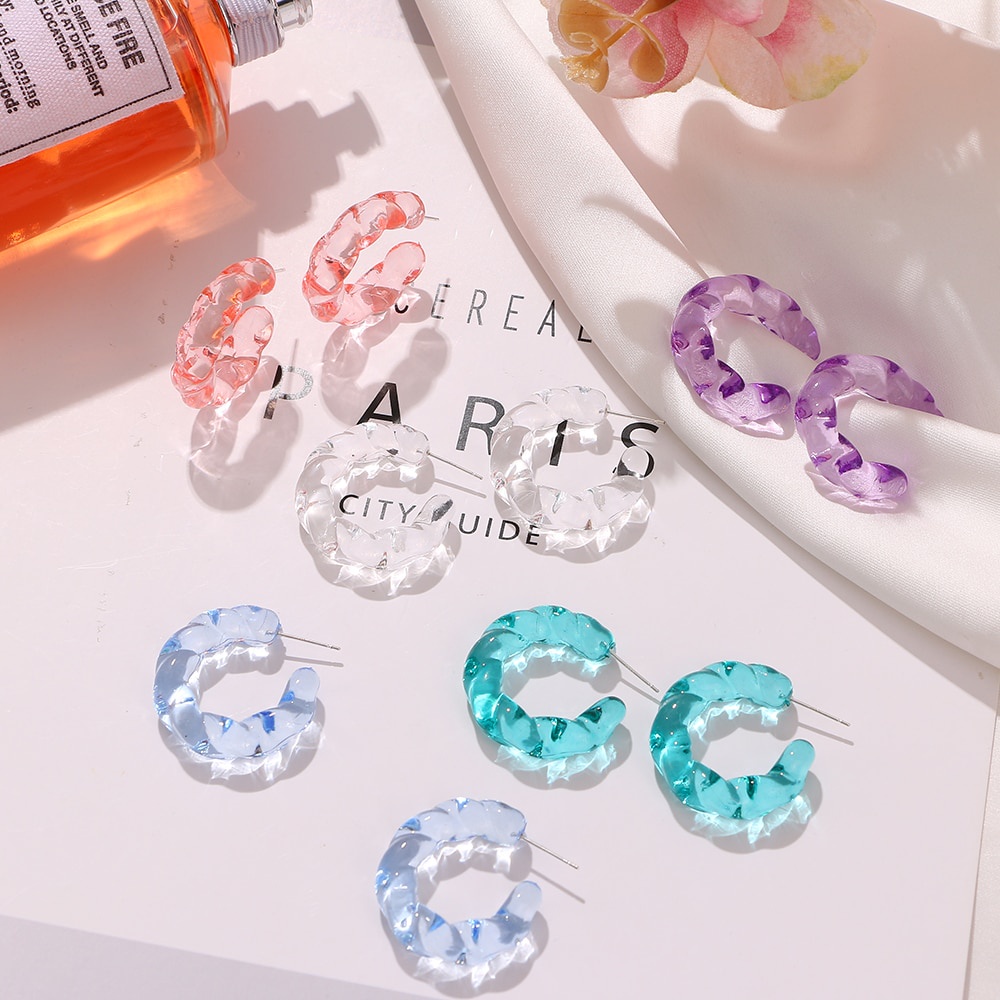 Khuyên Tai Nhựa Resin Hình Tròn Lớn Màu Kẹo Ngọt Thời Trang Hàn Quốc Cho Nữ