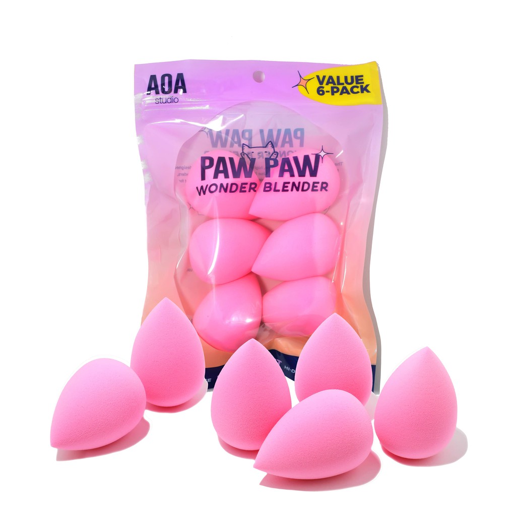 {Hàng Mỹ} Set 6 Mút  Siêu Mềm Trang Điểm, Tán Nền AOA Paw Paw Super Soft Wonder Blender Sponge Shopmissa / Missa