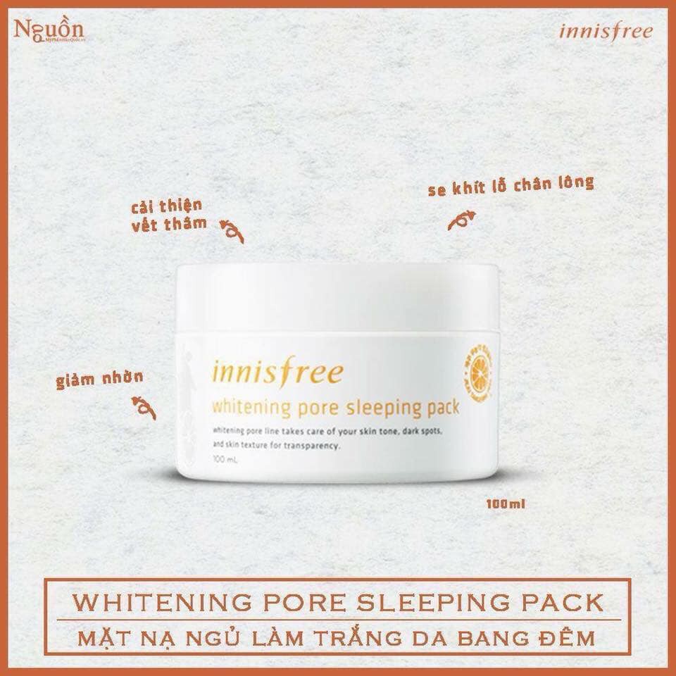 Mặt Nạ Ngủ Dưỡng Trắng Da Và Se Khít Lỗ Chân Lông Innisfree Whitening Pore Sleeping Pack 100ml