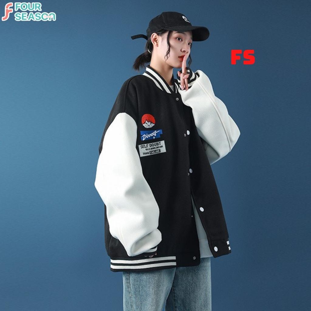 Áo bomber unisex form rộng DINNER BBN04 4S jacket nỉ bông nam nữ streetstyle hottrend mềm mịn rẻ đẹp