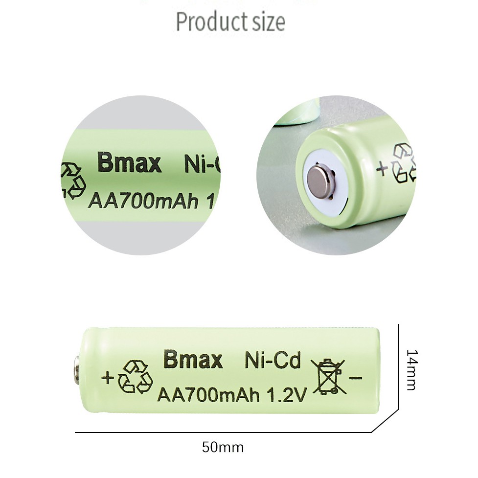 Pin tiểu AA sạc lại NiCd AA 700mAh - dành cho đồ chơi, đồng hồ, chuột máy tính và các thiết bị gia đình