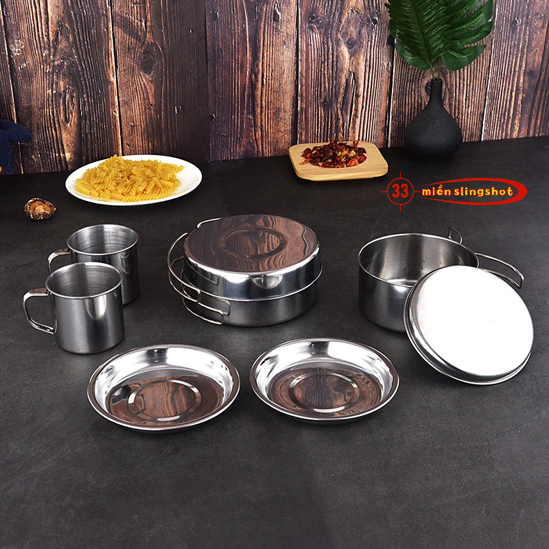 [Hot] Bộ nồi chảo cốc hiệu CAMEL 8 món cắm trại gọn nhẹ xuất nhật [DCp2]