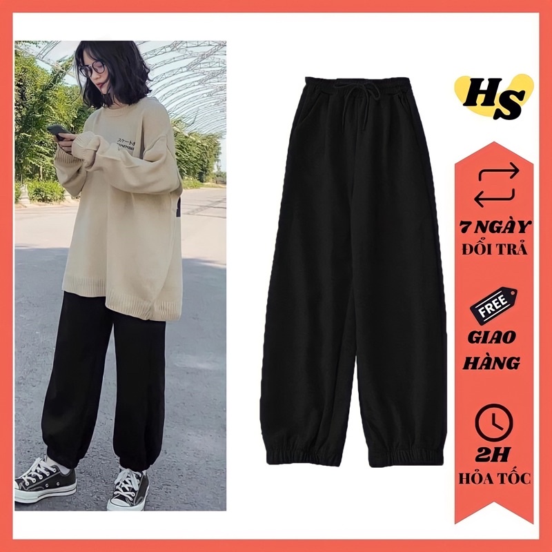 Quần ống rộng jogger nữ unisex giá rẻ vải thun chất da cá dày dặn nỉ dáng bomber mặc hè thu đông mã JG01