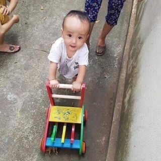 Xe gỗ tập đi 3 con gà