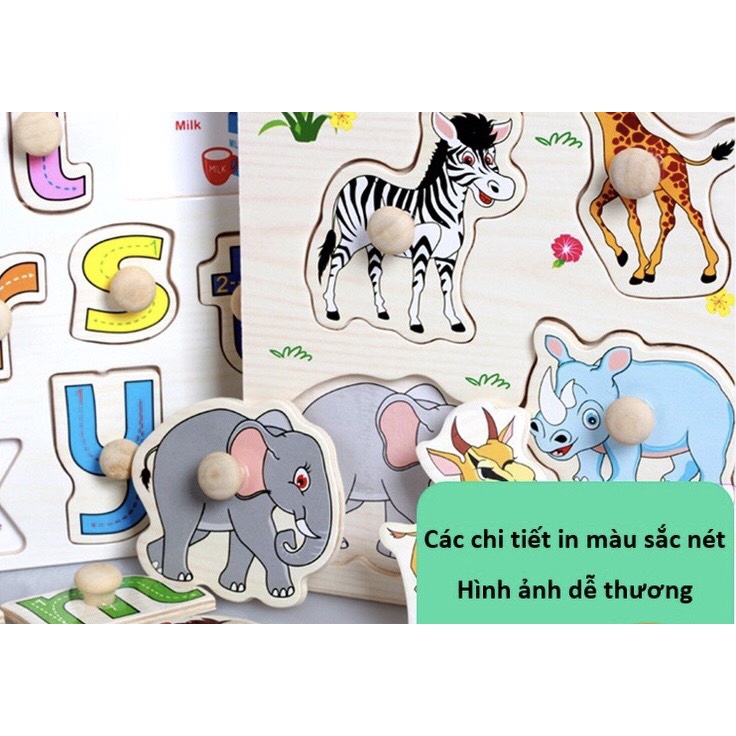 Bảng Ghép Hình Núm Gỗ Thông Minh Cho Bé