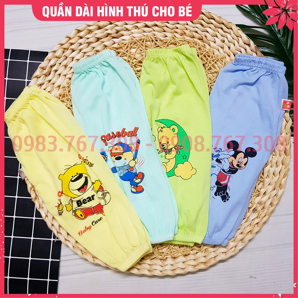 Quần Dài Cho Bé Từ Sơ Sinh Chất Cotton Mềm Mại In Hình Thú Dễ Thương