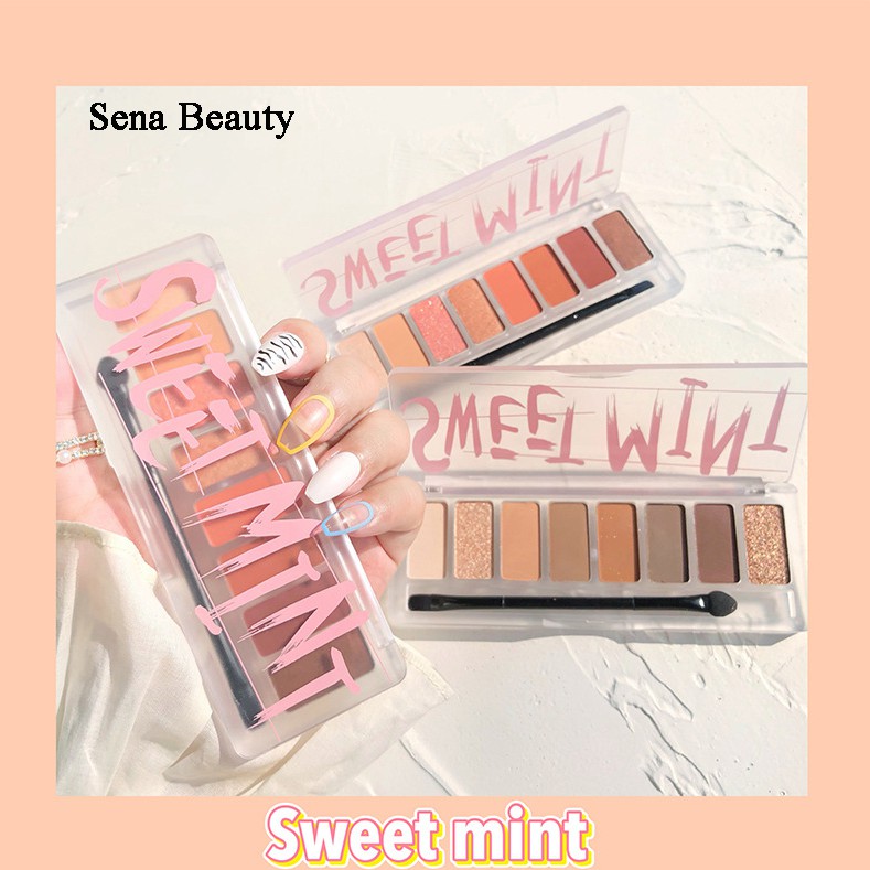 Bảng Phấn Mắt Sweet Mint 8 Ô Graffiti Vỏ Nhám Mờ Cao Cấp Tặng Kèm Cọ 2 Đầu