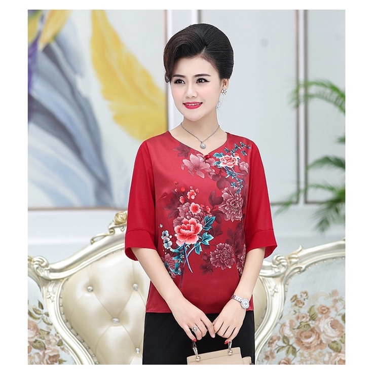 Áo lụa trung niên nữ nhẹ thoáng mát quà tặng ý nghĩa cho mẹ