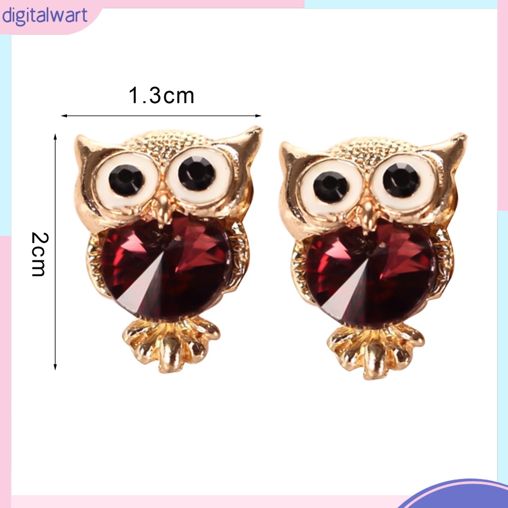 Dg✌❤ Bông Tai Hình Chim Cú Đính Đá Bằng Hợp Kim Thời Trang Dự Tiệc