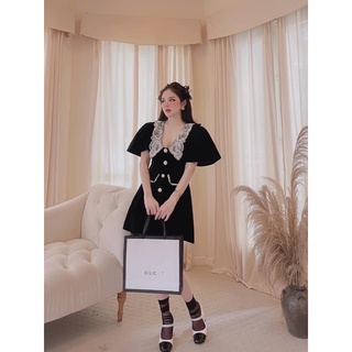 Đầm nhung cổ ren siu sang🍓🍓🍓