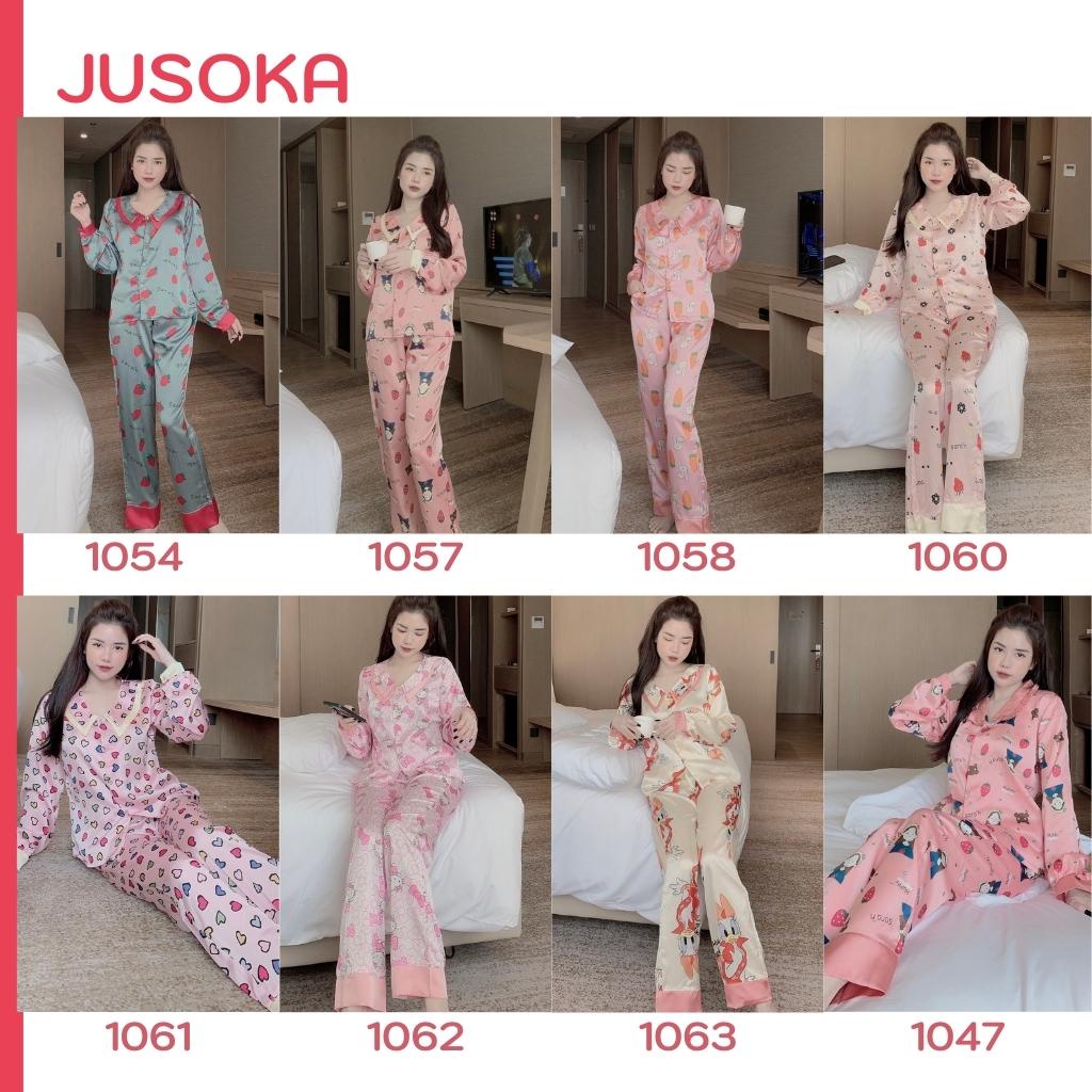Đồ bộ nữ pijama lụa ngủ dễ thương mặc nhà dài tay quần dài JUSOKA