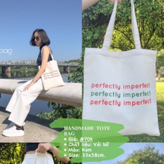 Túi tote handmade vải bố PERFECT [ảnh Gạo chụp]