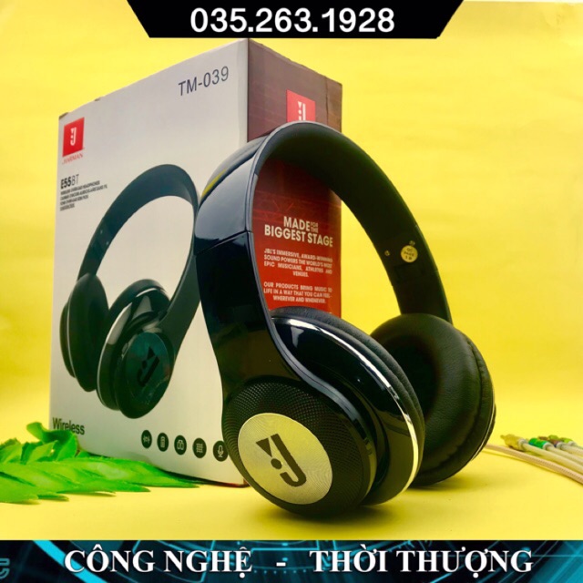 Tai nghe bluetooth chụp tai TM-039 kết nối không dây, chống ồn tốt, màu sắc cá tính, âm thanh chất lượng, hỗ trợ thẻ nhớ